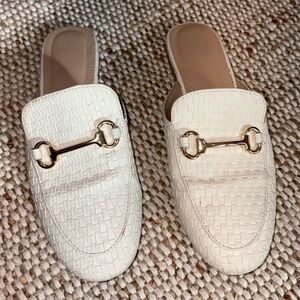 Woven Cream Mules